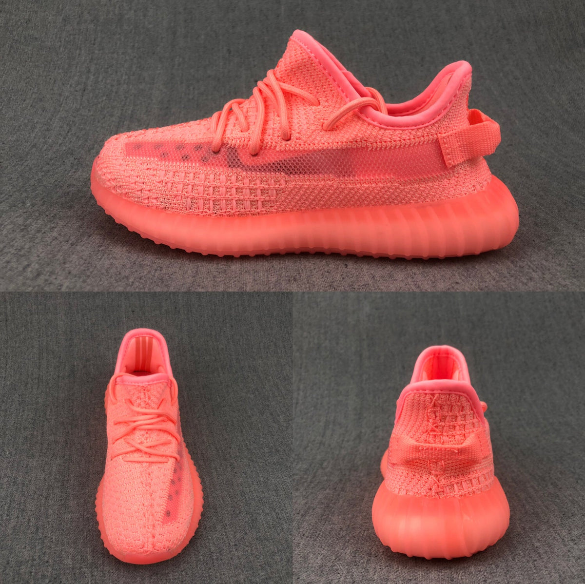 Bright Pink Adidas Yeezy 350 V2 Kids Sneakers - product image from the listing.