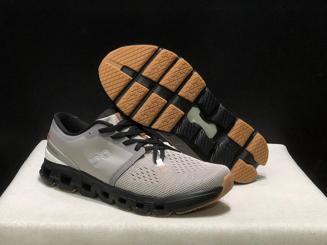On Cloud X 4 Sneakers in Fog and in Black - product image from the listing.