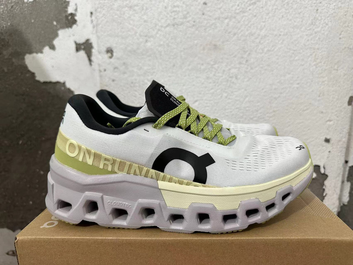 On Running Cloudmonster 2 Sneakers, in White and Lime - product image from the listing.