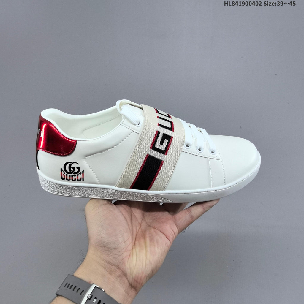 Gucci White Low-Cut Sneakers with Logo Webbing - product image from the listing.