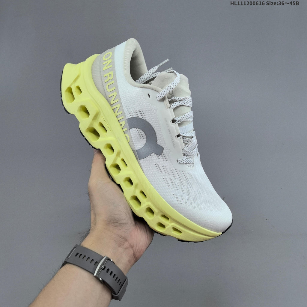 On Cloudmonster 3 Running Shoes in White Grey - product image from the listing.