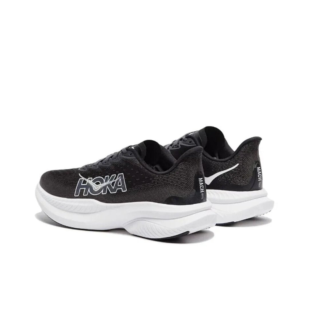Black and White HOKA Mach 6 Running Shoes - product image from the listing.