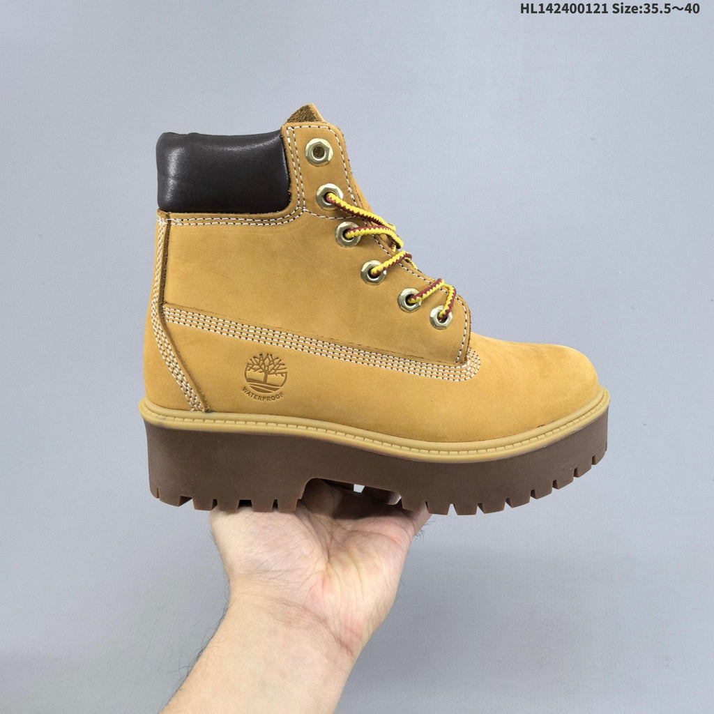 Mid-Top Lace-Up Boots in Wheat by Timberland - product image from the listing.