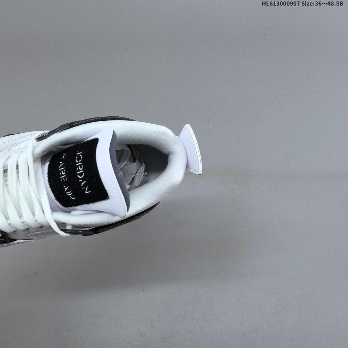 Air Jordan 4 Retro White Yellow Black Sneakers - product image from the listing.