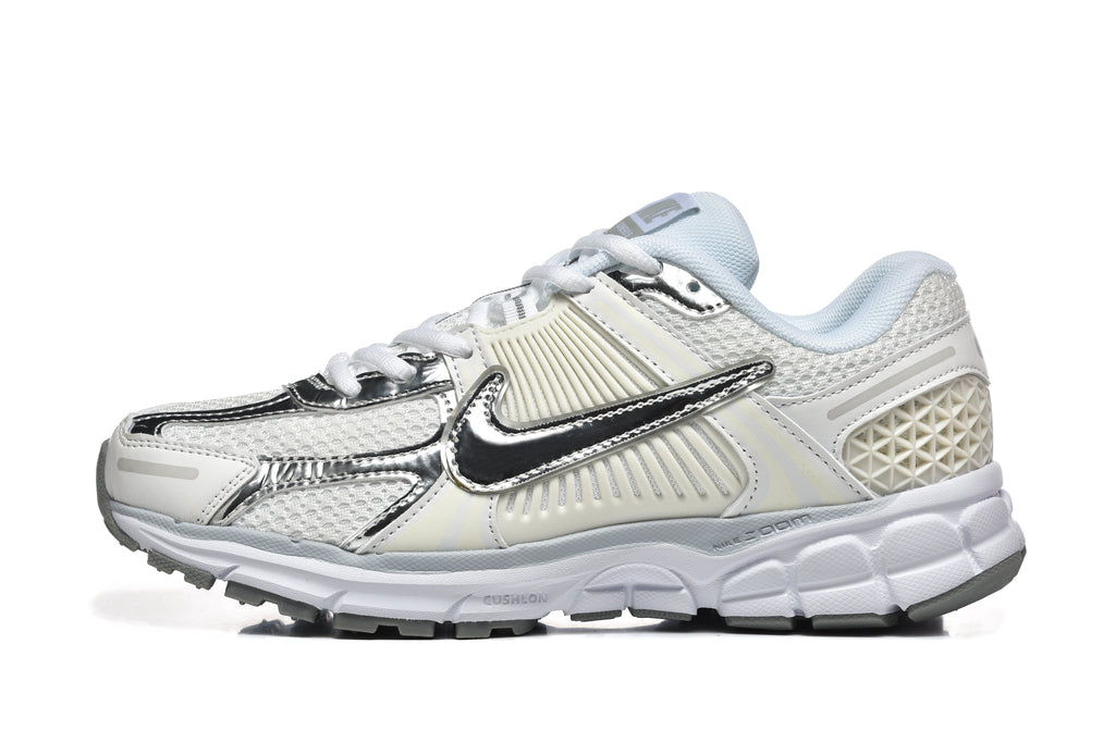 White and Silver Nike Vomero 5 Sneakers - product image from the listing.