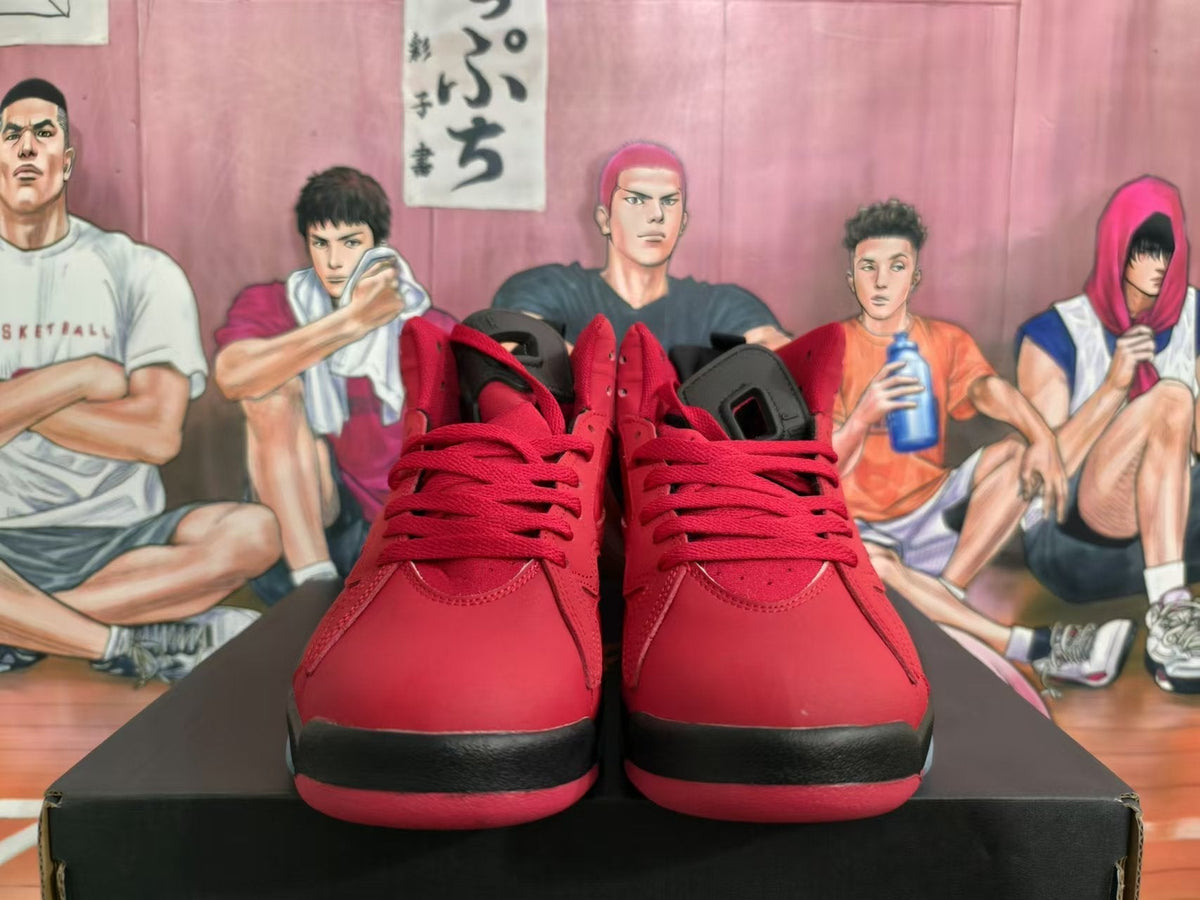 Jordan 6 Retro High-Top Sneakers in Red and Black - product image from the listing.