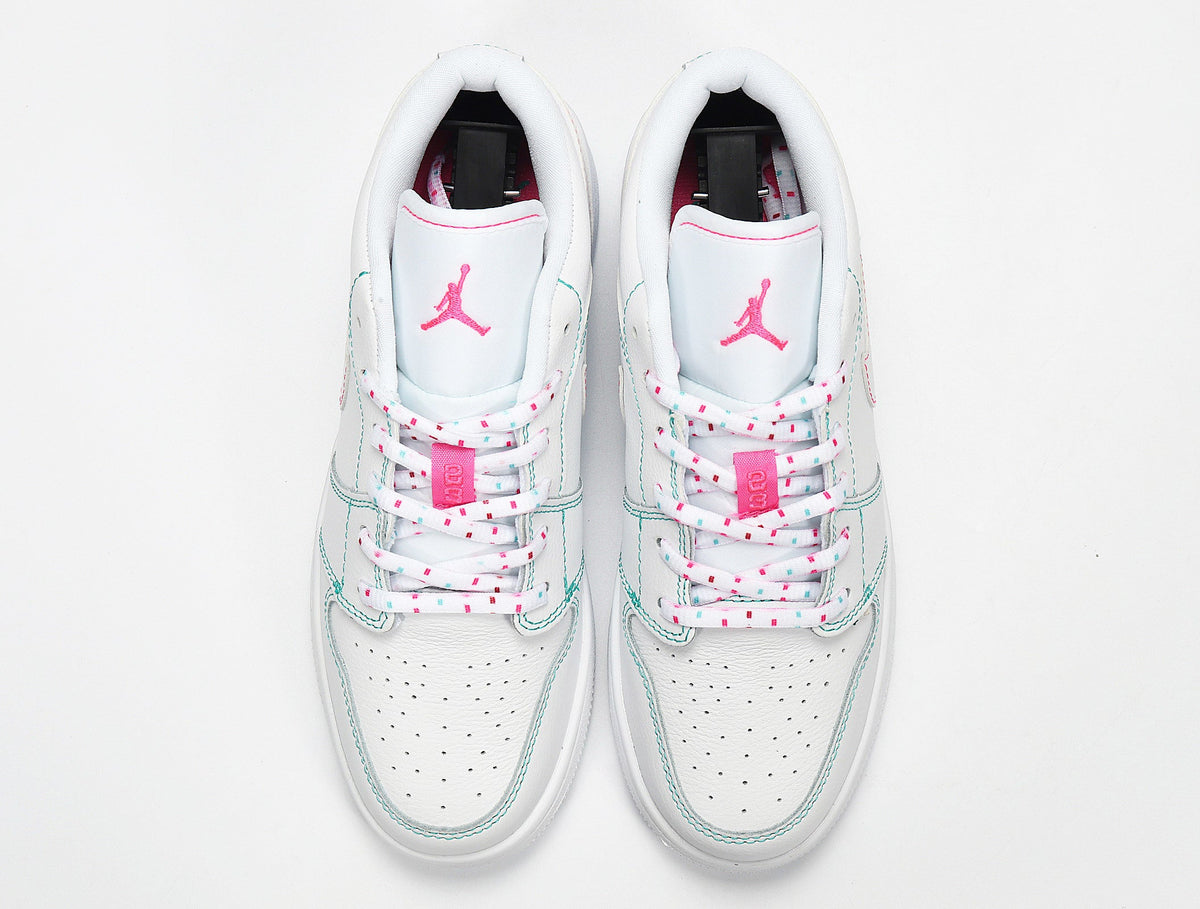 Nike Air Jordan 1 Low Sneakers in White Pink 554723-101 - product image from the listing.