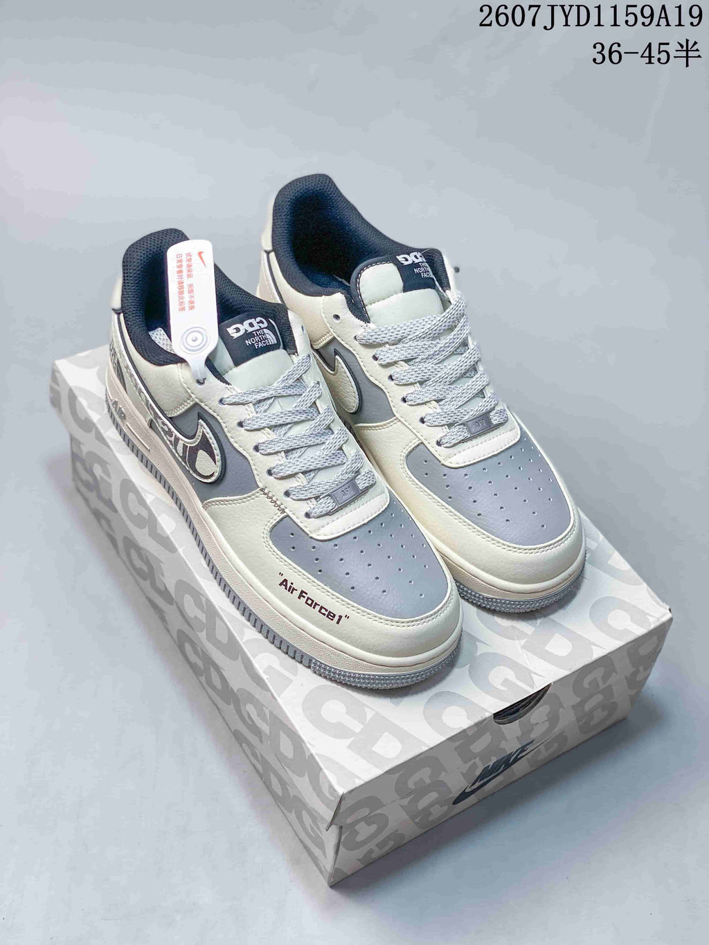 Nike Air Force 1 '07 Low Sneakers in White Gray 2607JYD1159A19 - product image from the listing.