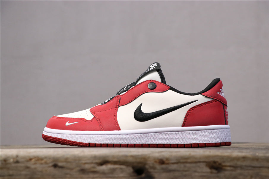 Nike Air Jordan 1 Low Sneakers in Red White Black - product image from the listing.