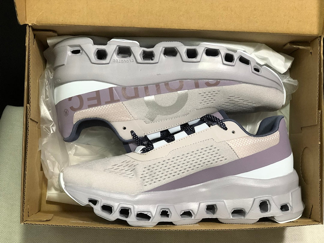 Gray and Purple On Cloudmonster Sneakers - product image from the listing.