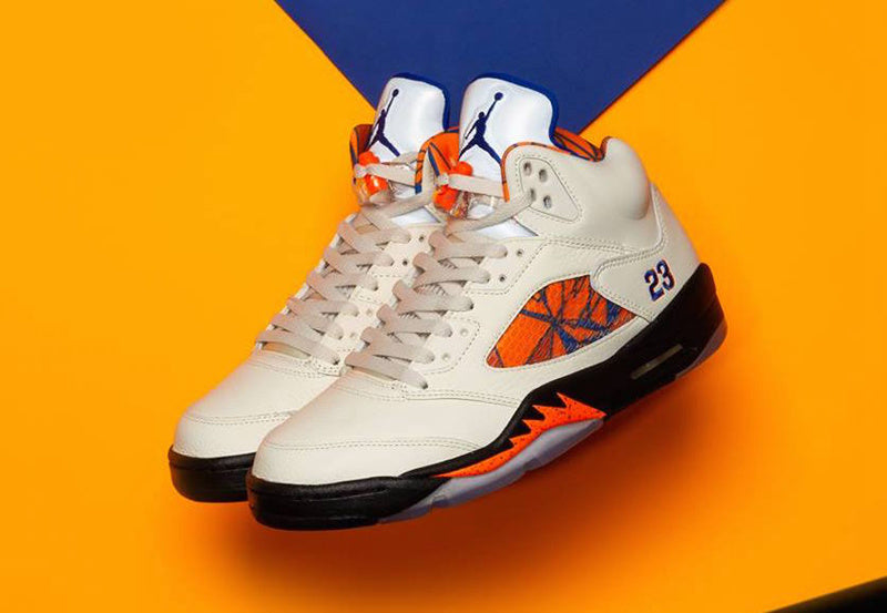 Air Jordan 5 International Flight White Orange Blue Sneakers - product image from the listing.