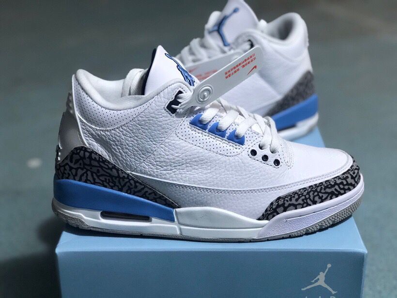 Air Jordan 3 Retro White Royal Blue Sneakers - product image from the listing.