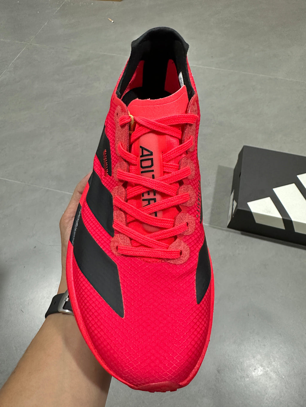 Nike Adizero Evo SL Running Shoes in Red Black JR6356 - product image from the listing.