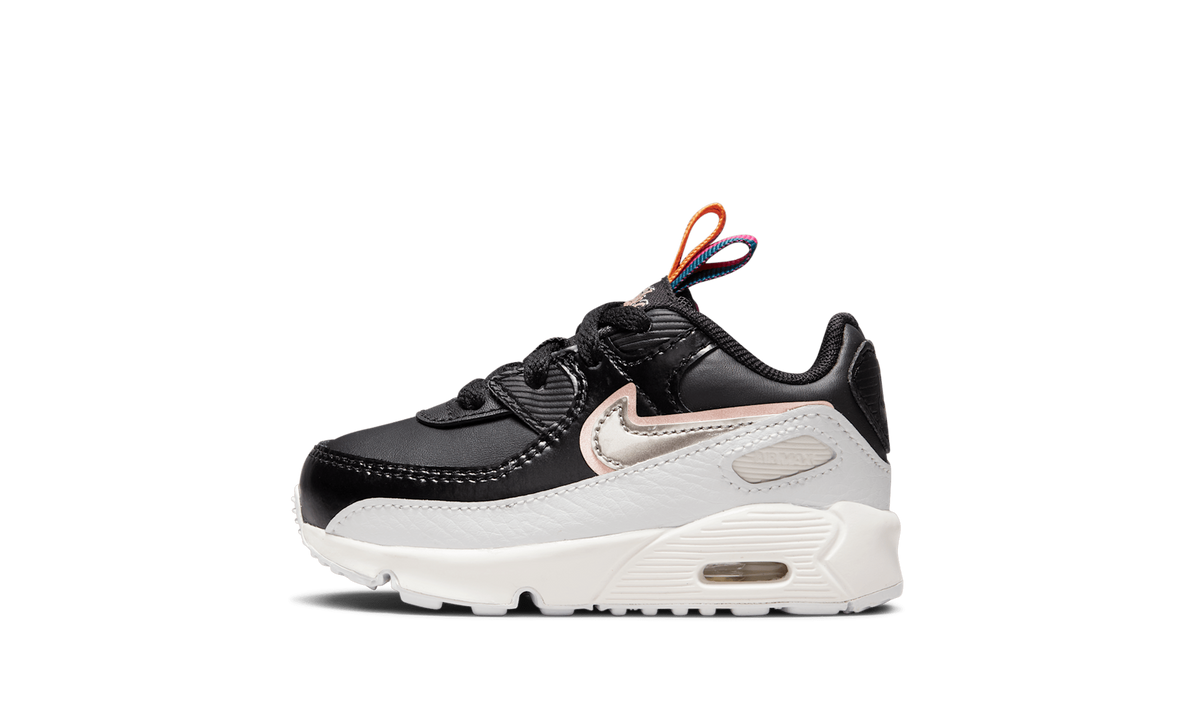 "Off Noir Metallic Pewter" Air Max 90 Leather SE TD DJ0416 001 - product image from the listing.