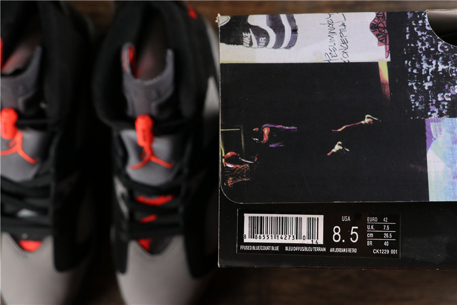 Air Jordan 6 Paris Sneakers in Black, in Grey and Bright Red - product image from the listing.