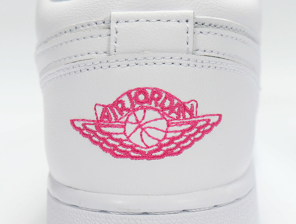 Air Jordan 1 Low White Pink Sneakers 554723-102 - product image from the listing.