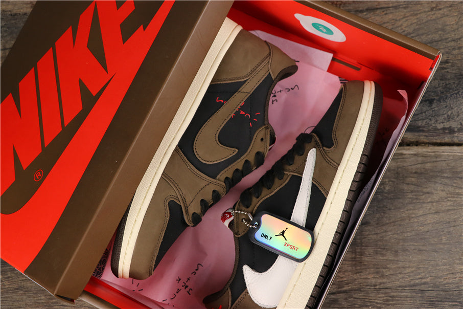 Jordan 1 Low OG TS SP Sneakers in Olive Black CQ4277-001 - product image from the listing.