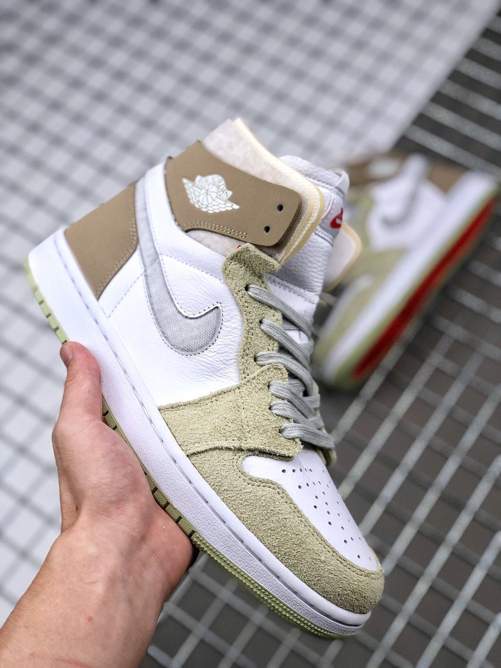 Olive Aura Sneakers - Jordan 1 Zoom CMFT CT0979-102 - product image from the listing.