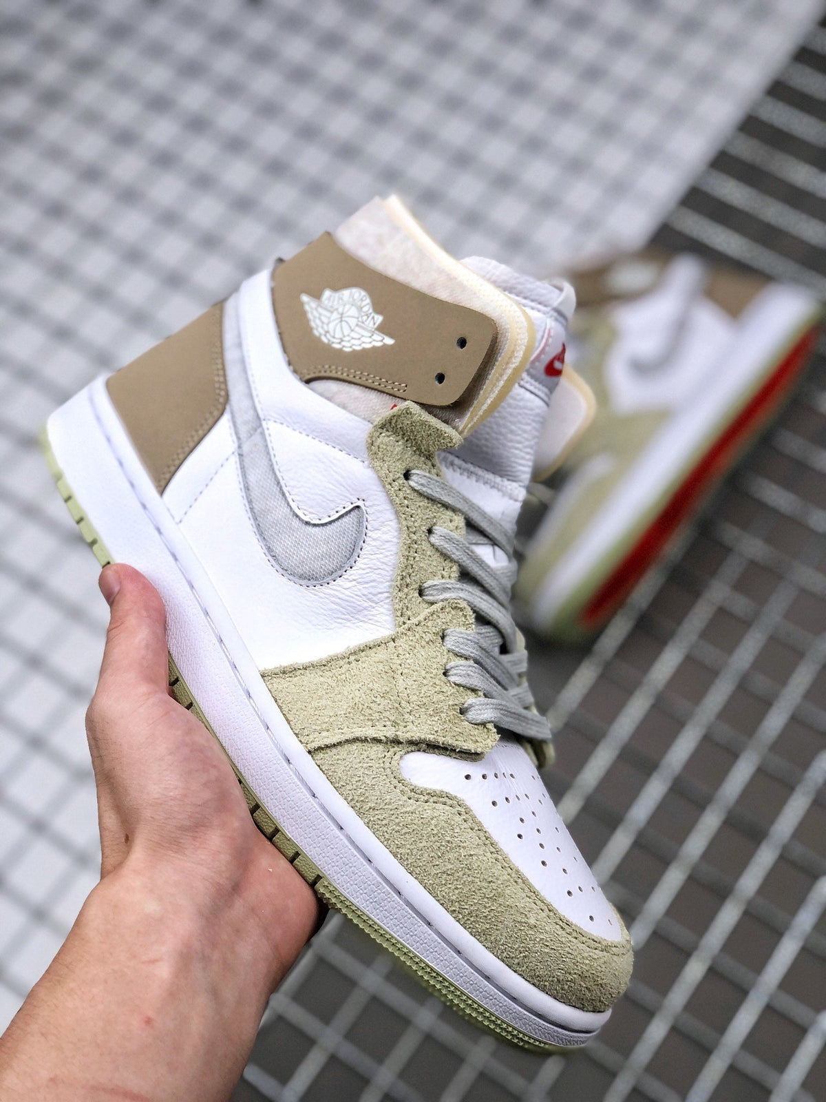Olive Aura Sneakers - Jordan 1 Zoom CMFT CT0979-102 - product image from the listing.
