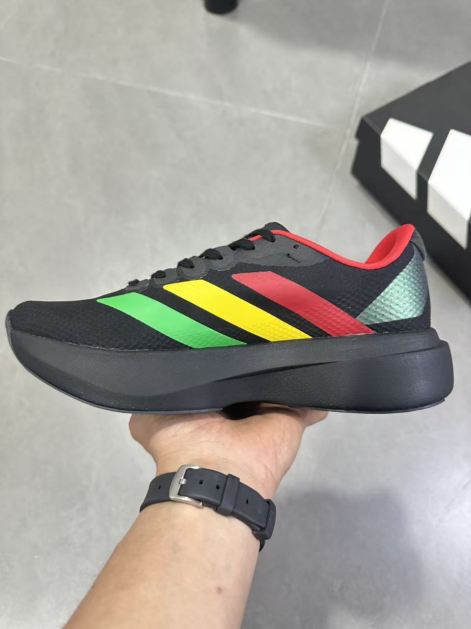 Adidas Lightstrike Pro Running Shoes, in Black Green Yellow Red KJ6160 - product image from the listing.