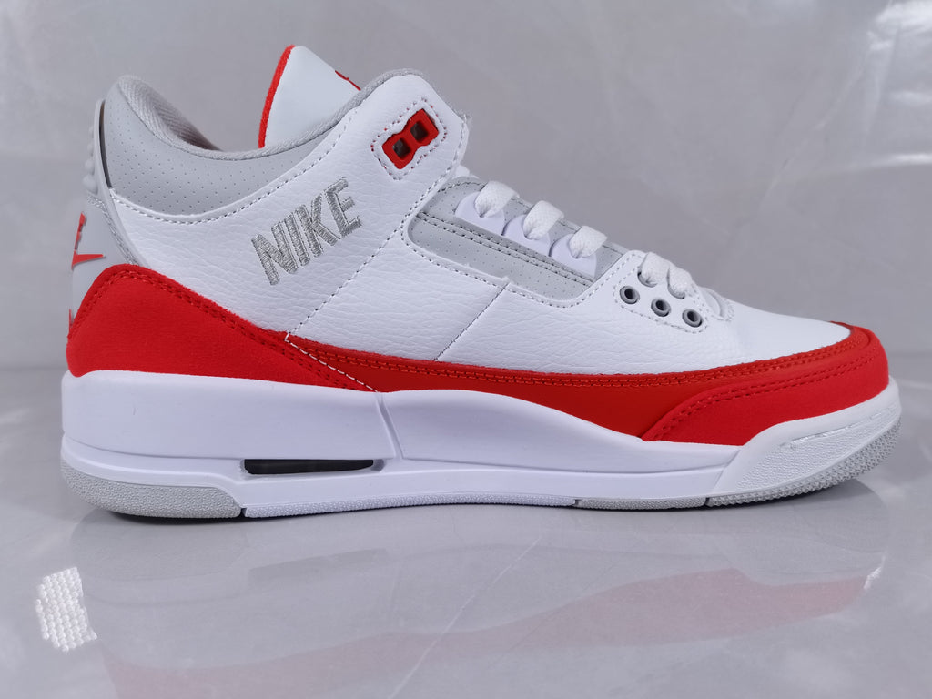 Air Jordan 3 Retro White Red Sneakers - product image from the listing.