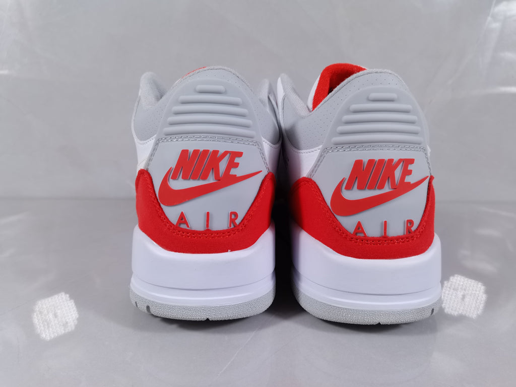Air Jordan 3 Retro Sneakers in White Red - product image from the listing.