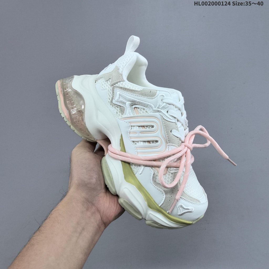 White and Lime GGCC Chunky Low-Top Sneakers - product image from the listing.