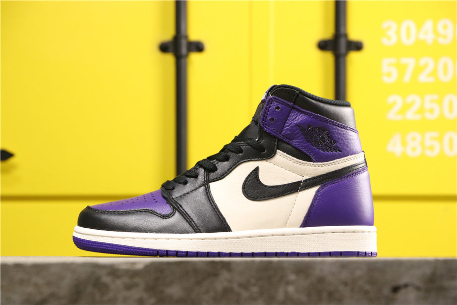 Air Jordan 1 Retro High OG Court Sneakers in Purple 555088-501 - product image from the listing.