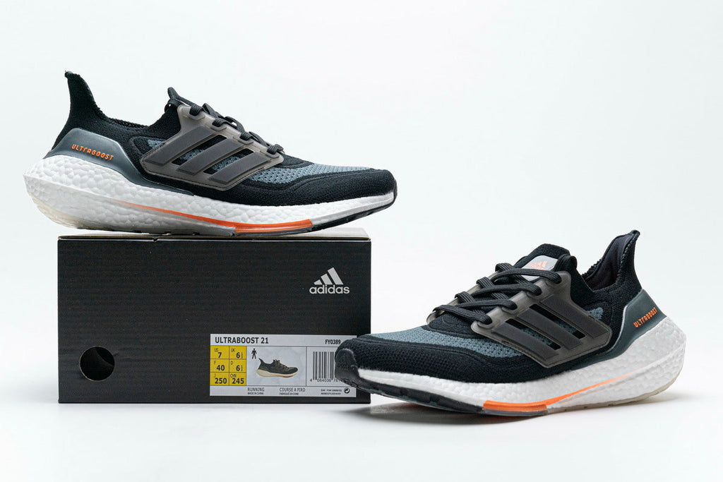 adidas Ultraboost 21 FY0389 Running Shoes, in Black and Grey - product image from the listing.