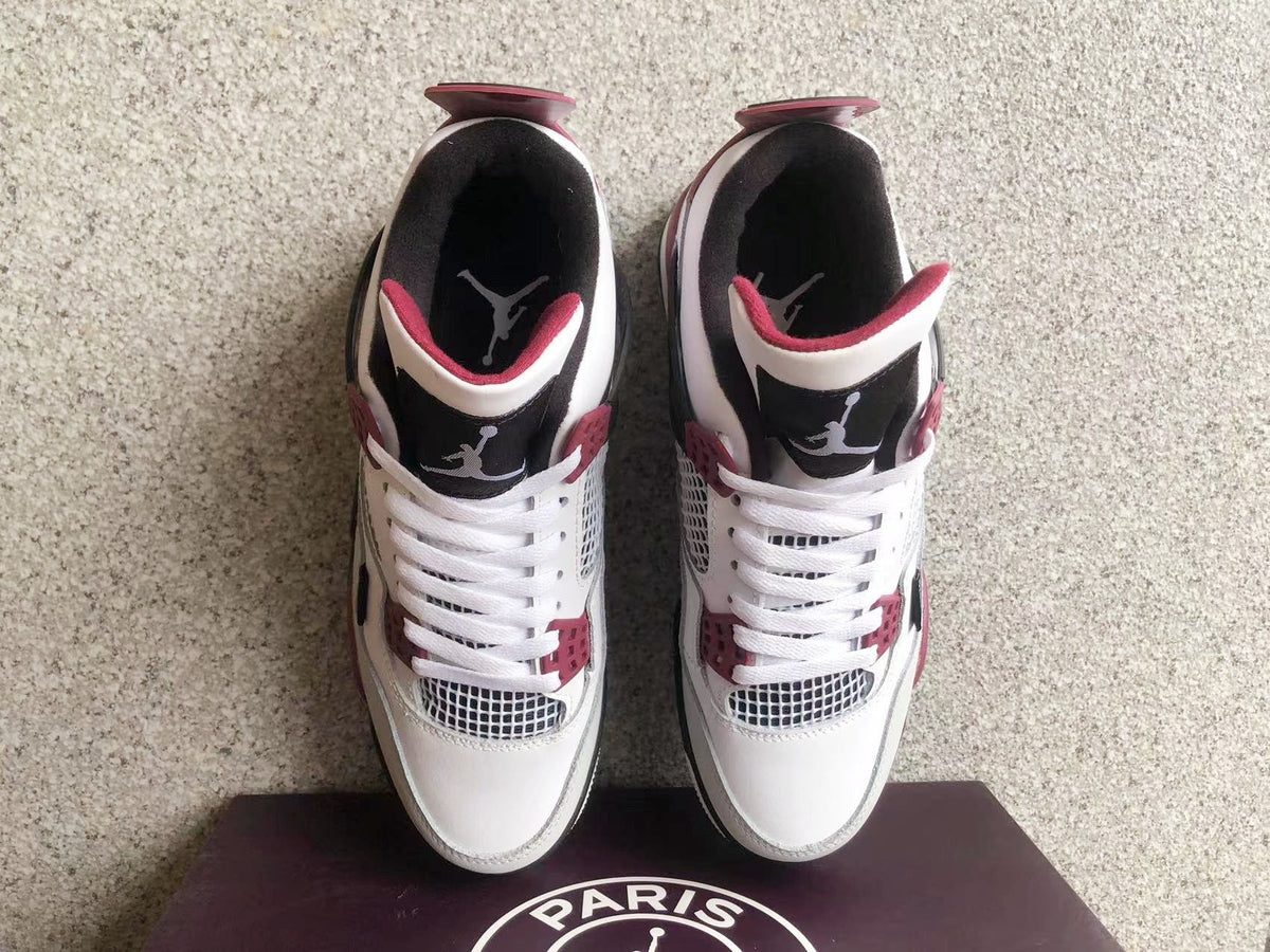 Jordan 4 Paris Saint-Germain Sneakers in White Burgundy - product image from the listing.