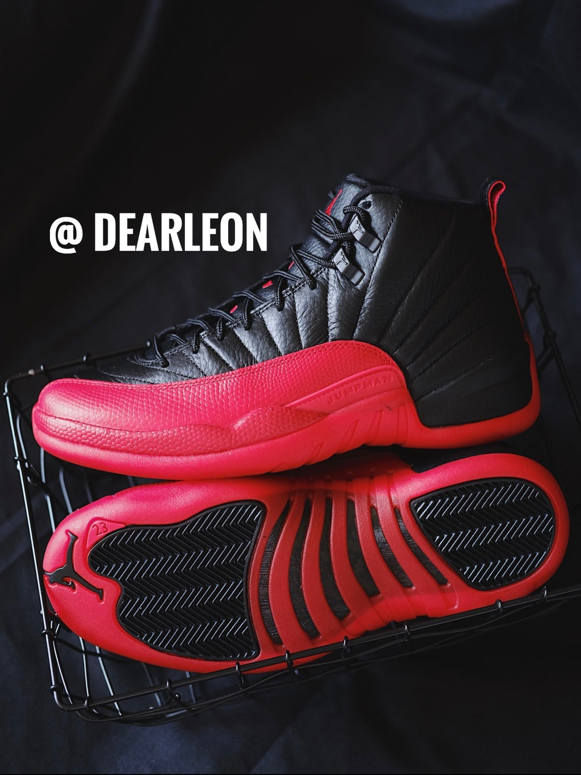 Air Jordan 12 Retro Flu Game Black Red Sneakers - product image from the listing.