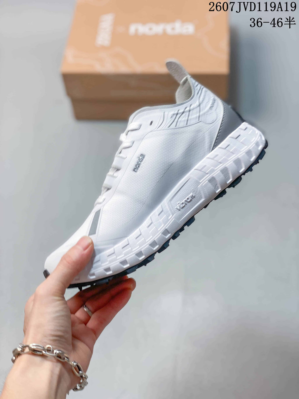 NORDA 711790UOI Outdoor Hiking Sneakers in White Orange - product image from the listing.