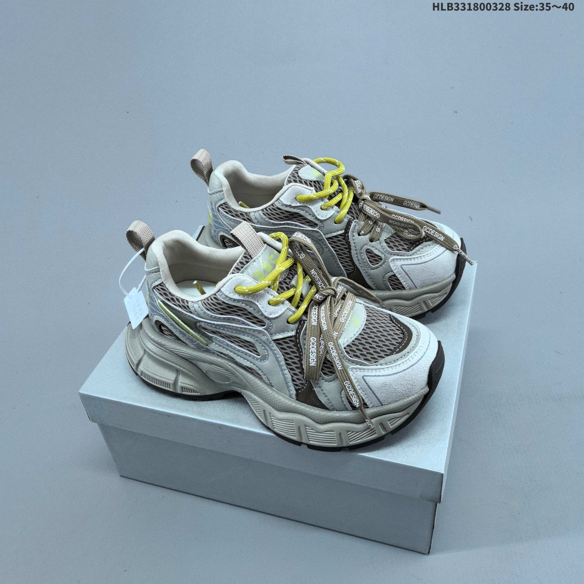 Women's GGCC G26U8612 Retro Chunky Sneakers, Gray and Yellow - product image from the listing.
