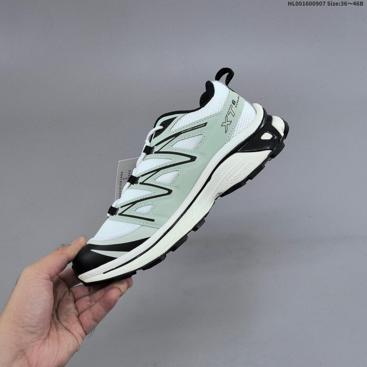 Salomon XT-6 Expanse Trail Sneakers in White Grey Green - product image from the listing.