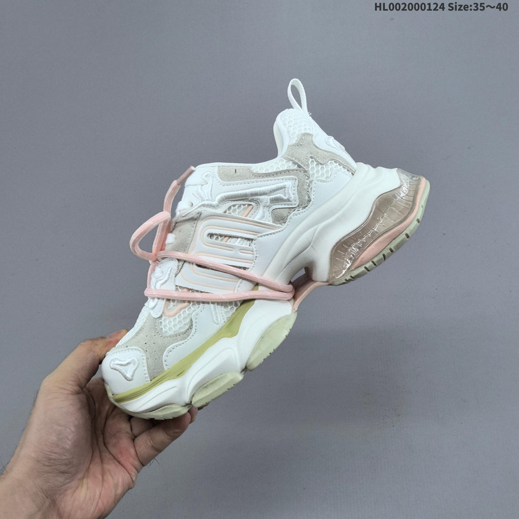 White and Lime GGCC Chunky Low-Top Sneakers - product image from the listing.