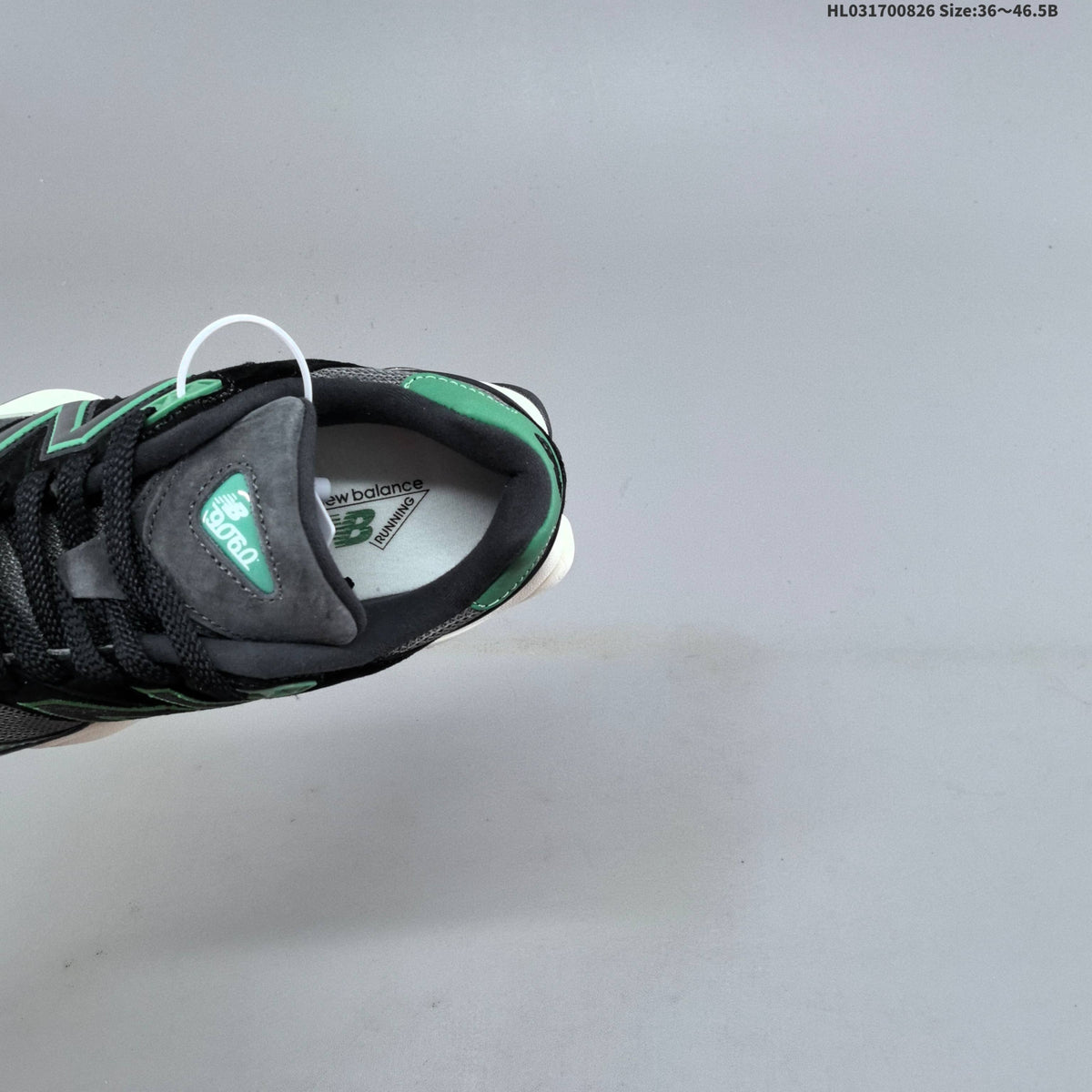 Charcoal and Green New Balance 9060 Sneakers - product image from the listing.