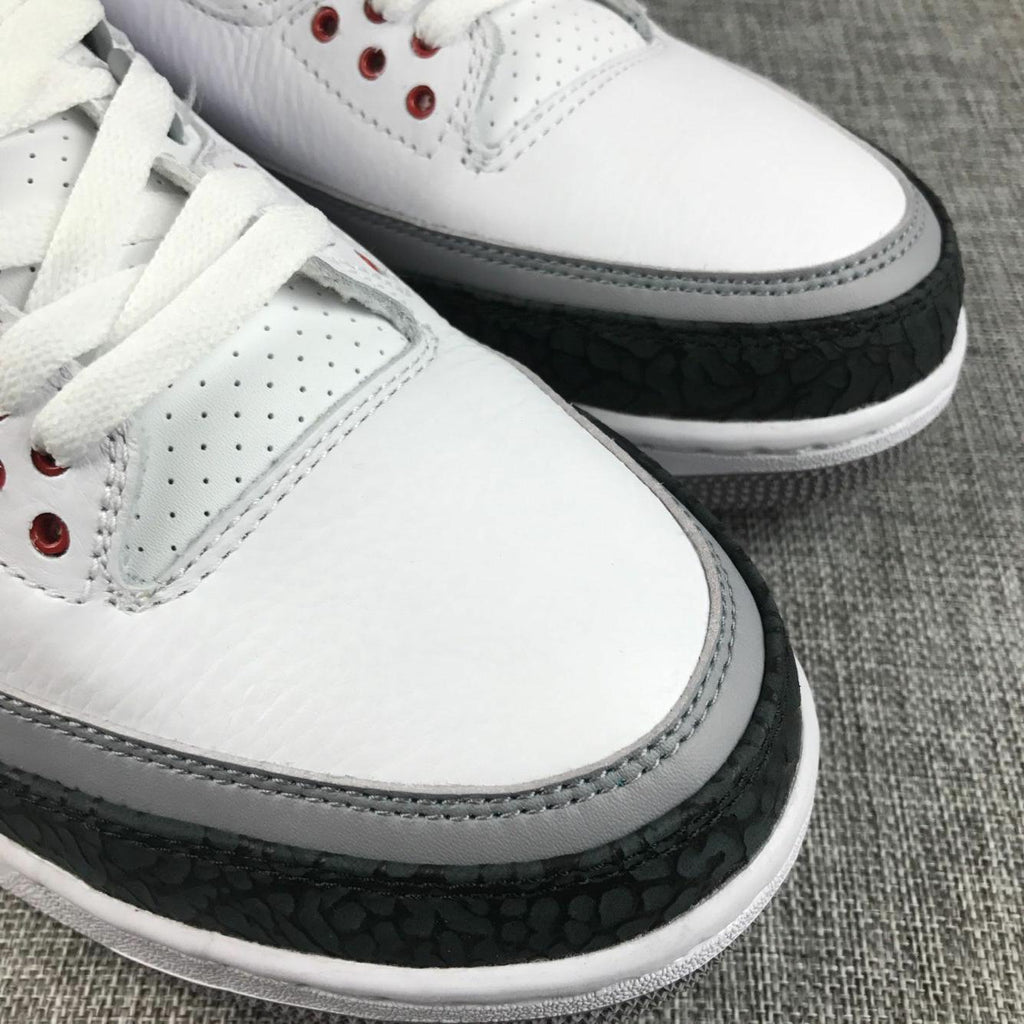 Air Jordan 3 White Grey Black Red Sneakers - product image from the listing.