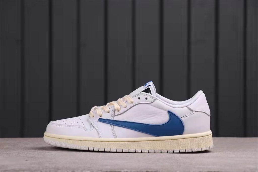 Jordan Travis Scott Air Jordan 1 Low in White Blue DM3277-100 - product image from the listing.