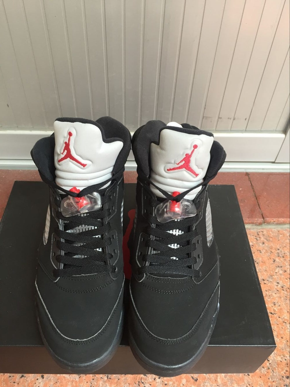 Air Jordan 5 High-Top Sneakers in Black Silver - product image from the listing.