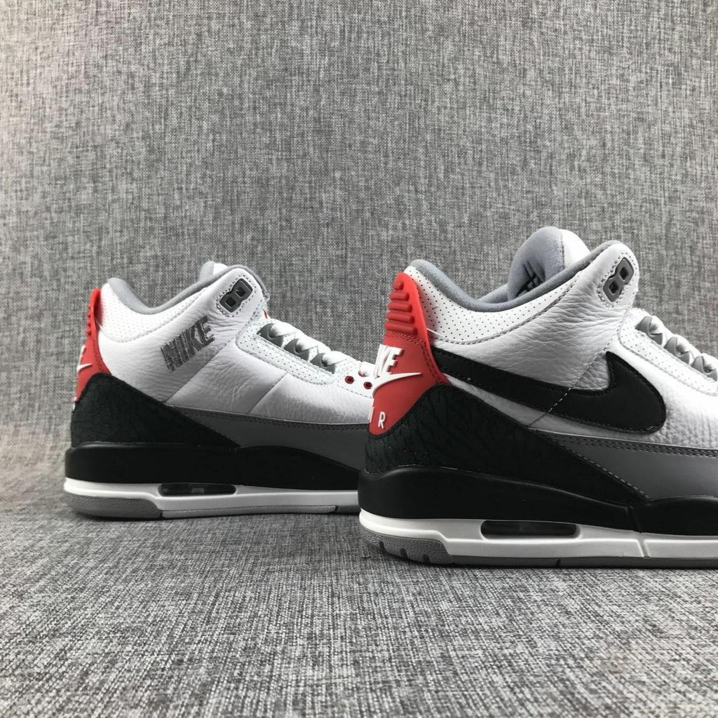 Air Jordan 3 White Grey Black Red Sneakers - product image from the listing.