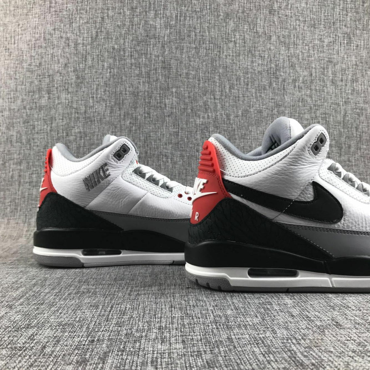 Air Jordan 3 White Grey Black Red Sneakers - product image from the listing.