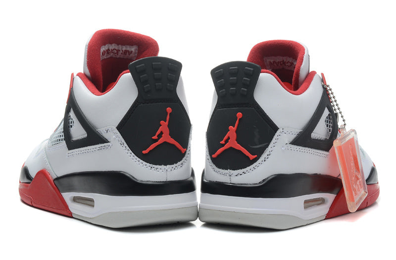 Air Jordan 4 Retro High-Top Sneakers in White and Red - product image from the listing.
