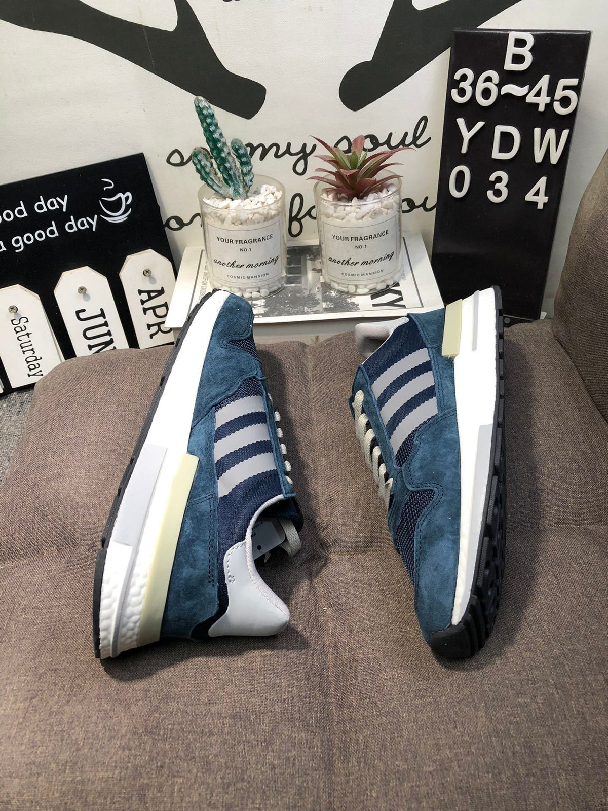 Navy and Gray Adidas ZX 500 Retro Sneakers YDW034 - product image from the listing.