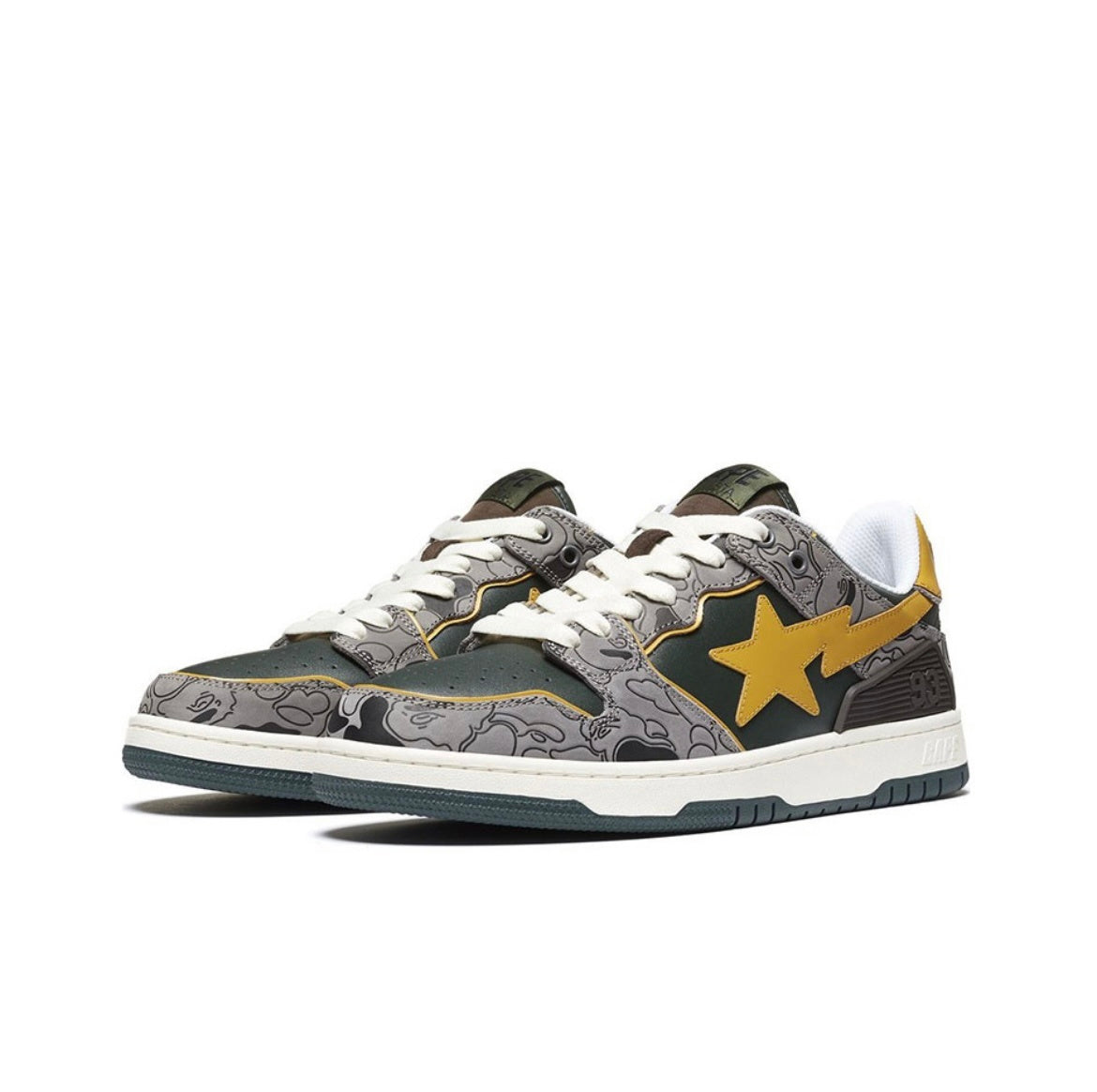 BAPE SK8 Sta Trainers Gray Yellow 1H80-191-007 - product image from the listing.