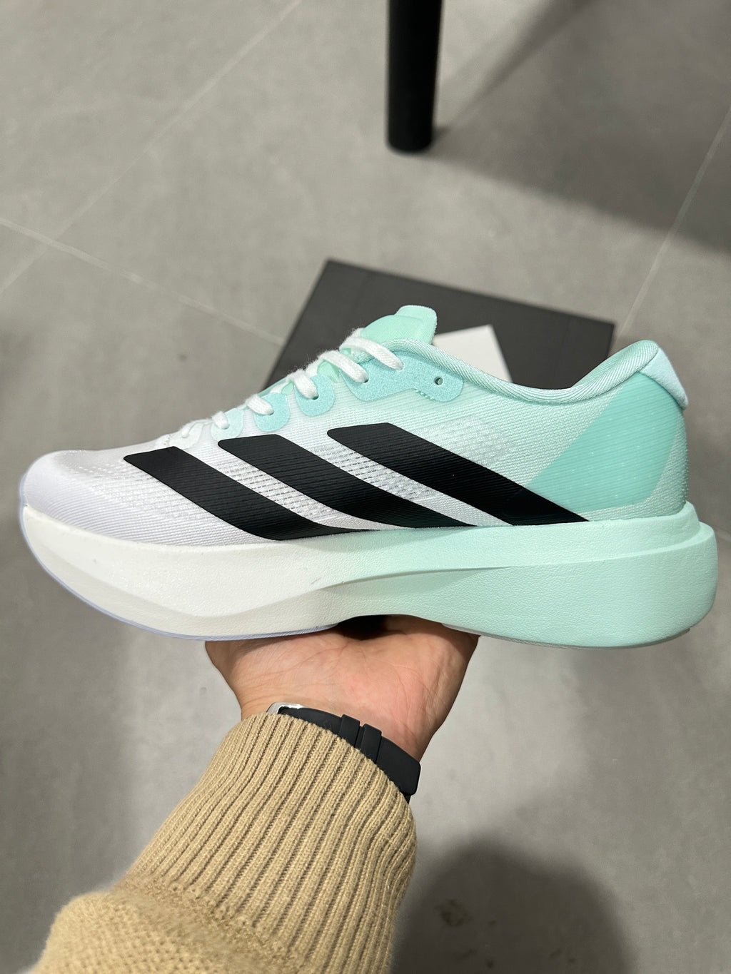 White and Mint adidas Adizero Lightweight Running Shoes - product image from the listing.