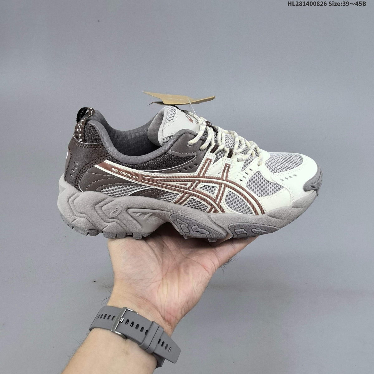 ASICS GEL-NANDI NR Sneakers in Cream, in Gray and Brown - product image from the listing.