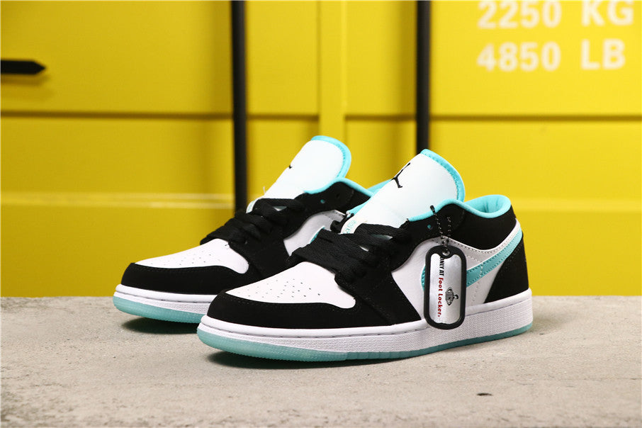 Jordan 1 Low White Island Sneakers in Green Black CQ9828-131 - product image from the listing.