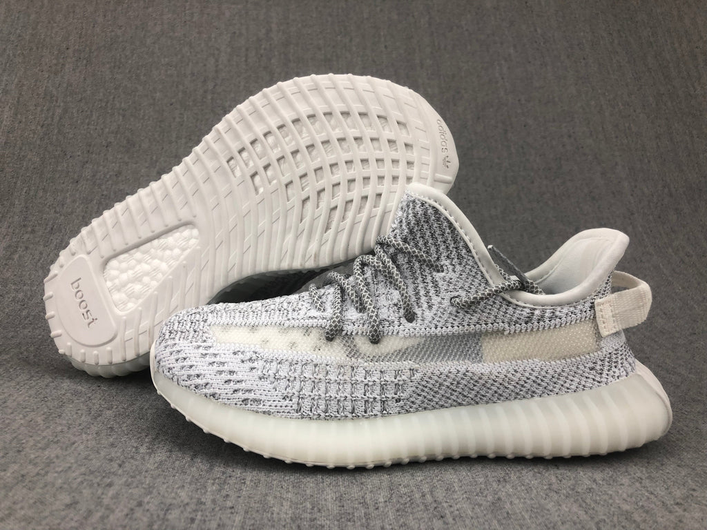 White and Gray Yeezy 350 V2 Kids Sneakers - product image from the listing.