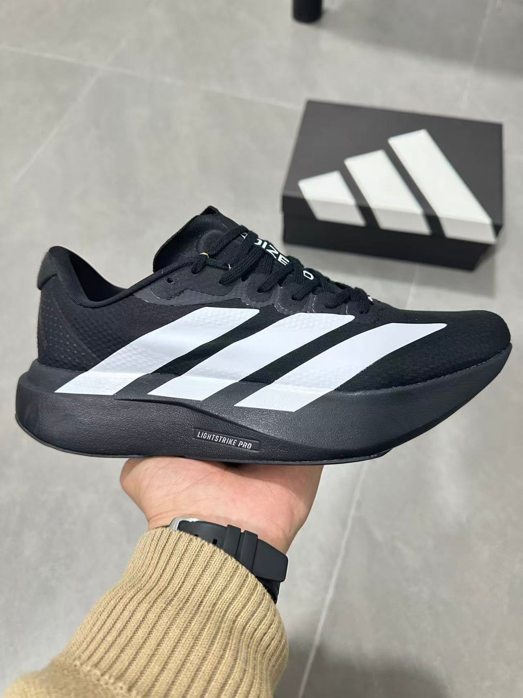 Adidas Lightstrike Pro Running Shoes in Black White KJ3595 - product image from the listing.