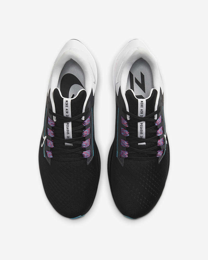 Nike Air Zoom Pegasus 38 Running Shoes in Black White CW7356-003 - product image from the listing.